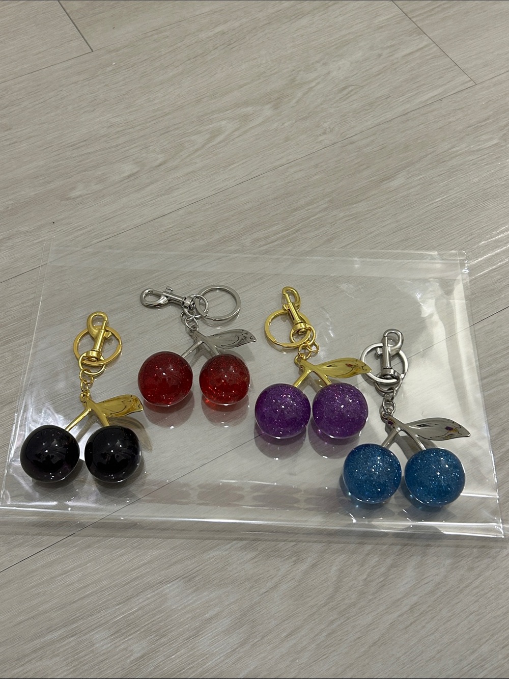 Glitter Cherry Purse Charm (NWOT) Set Of 4 #4—Red, Black, Purple, and Blue